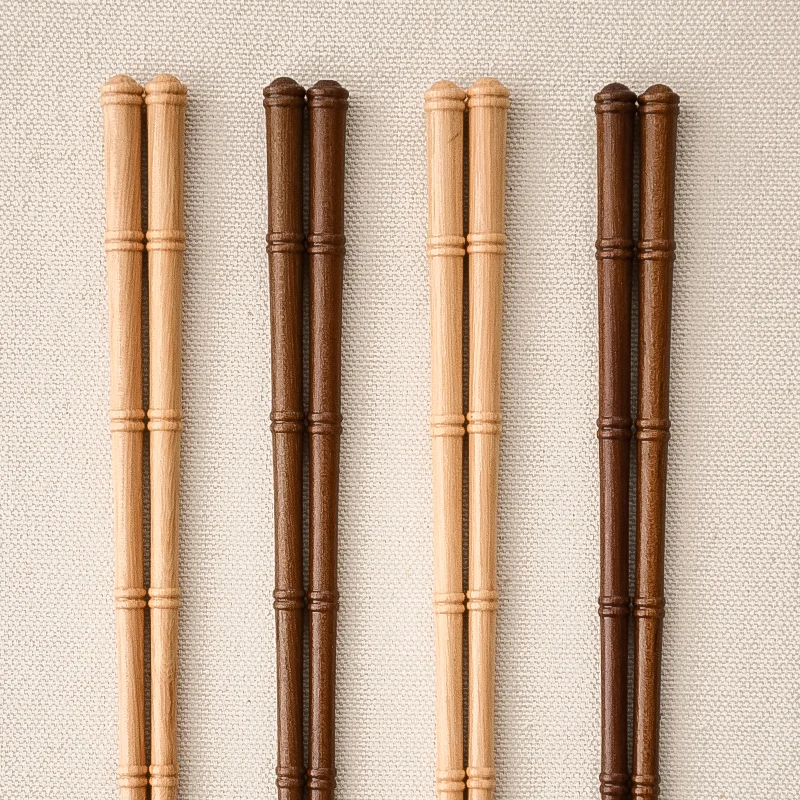 

5 Pairs Creative Bamboo Joints Wooden Chopsticks Japanese Pointed Wooden Chopsticks For Home Use Boxwood Ironwood
