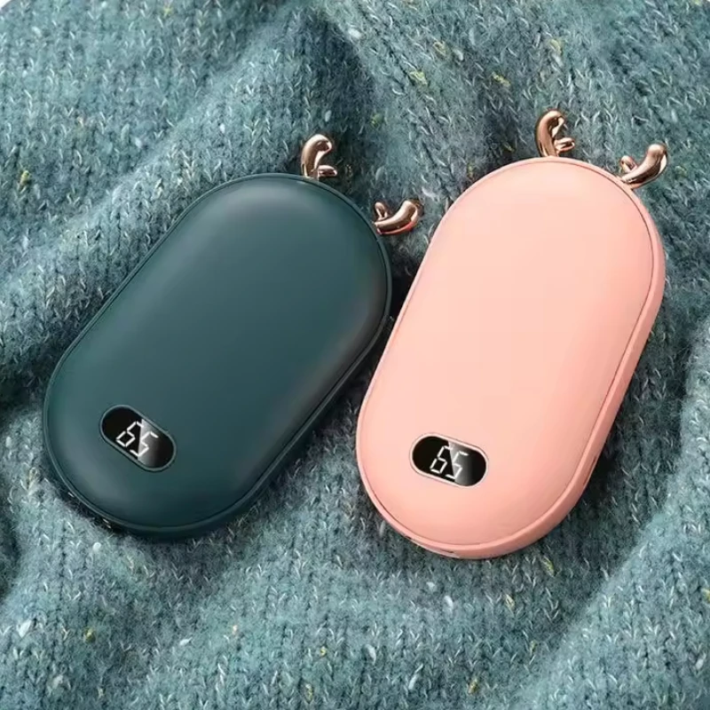 2 in 1 Pocket Hand Warmers Power Banks 10000mAh Battery Temperature Display & Adjustable Christmas Gift Portable Hand Warmers