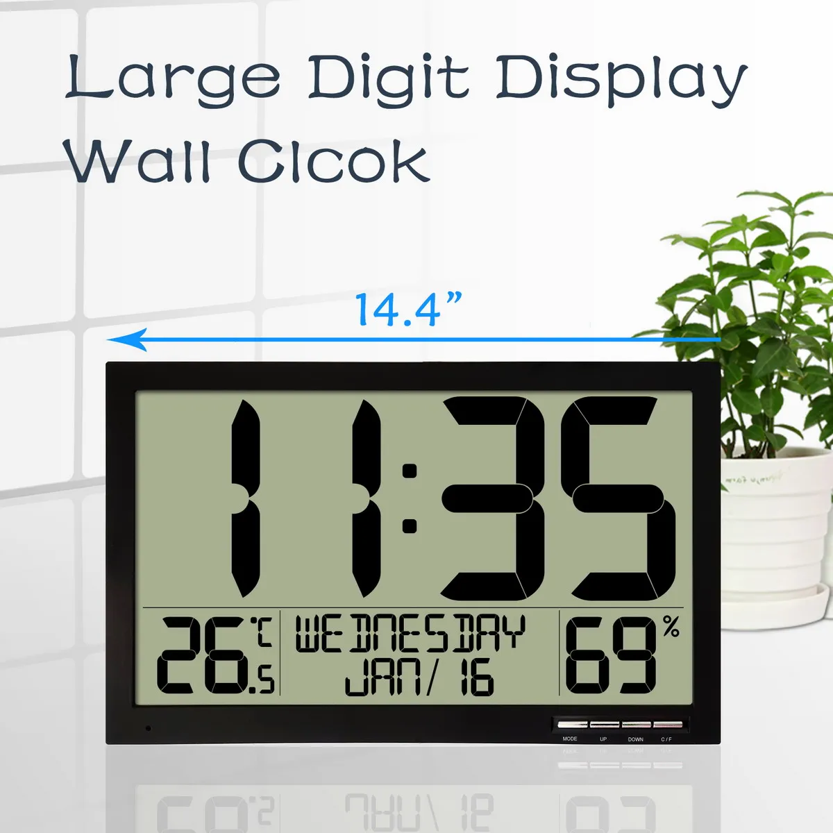 JIMEI H811F Large Display Big Digits Digital Wall Clock With