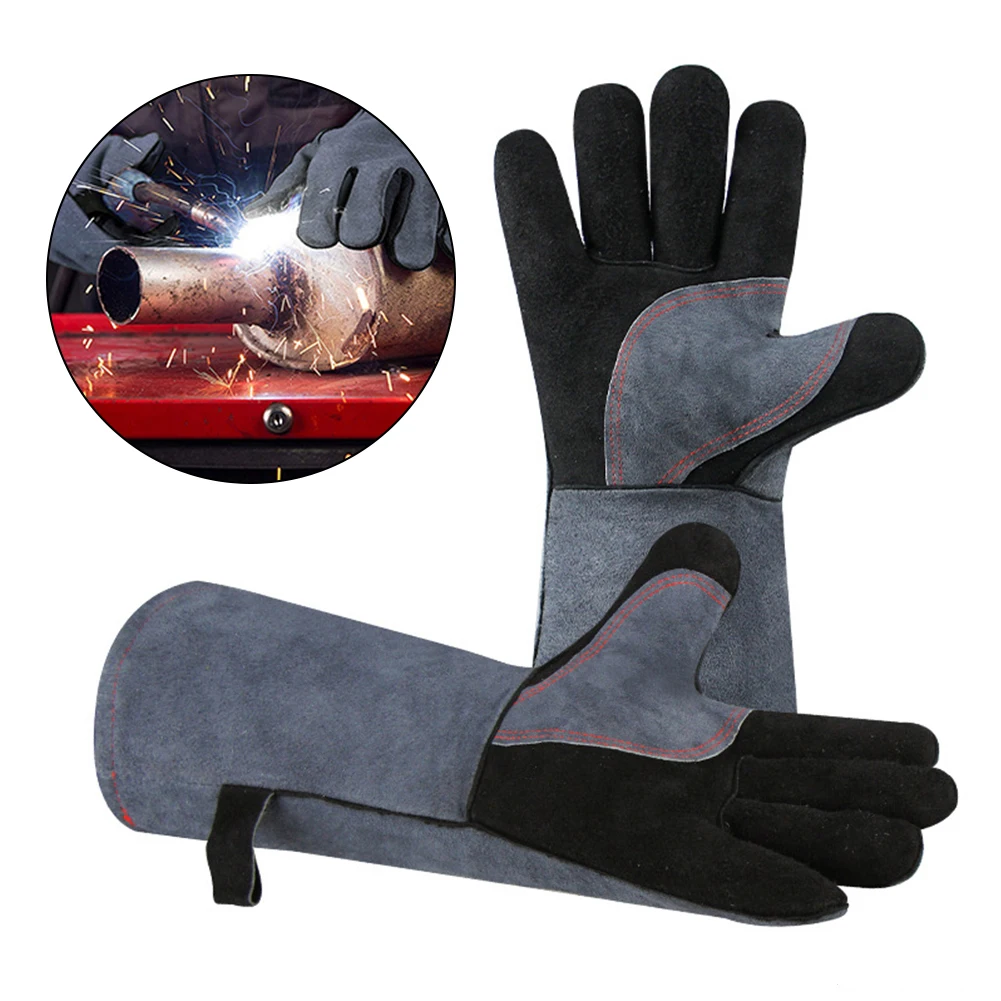Cowhide Welding Gloves Thick Split Leather Kitchen Stove Heat Puncture