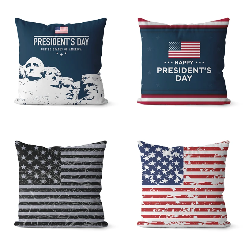 

President's Day American Flag Printed Sofa Square Pillowslip Soft Polyester Cushion Cover Pillowcase Living Room Home Decor