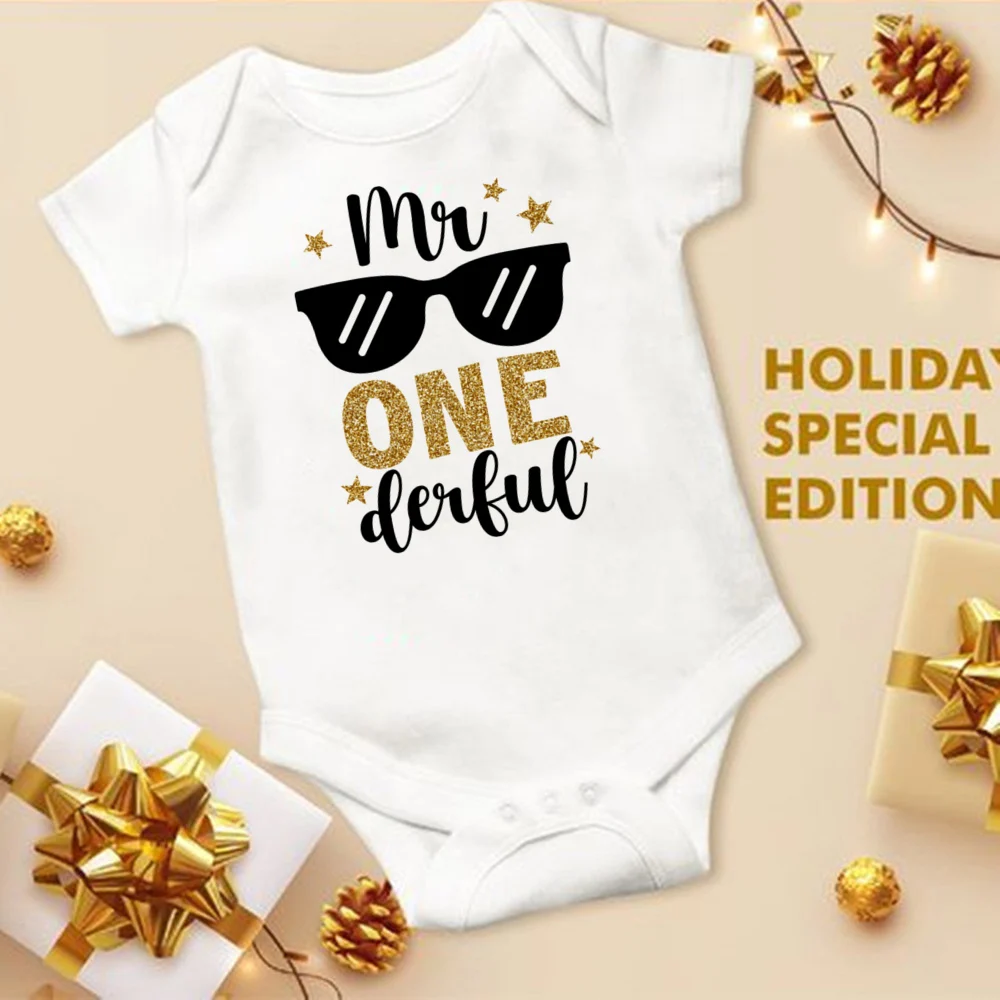 My 1st Birthday Newborn Romper Summer Infant Body Toddler Short Prince Sleeve Jumpsuit Baby Boys Birthday Party Outfit Clothes 6