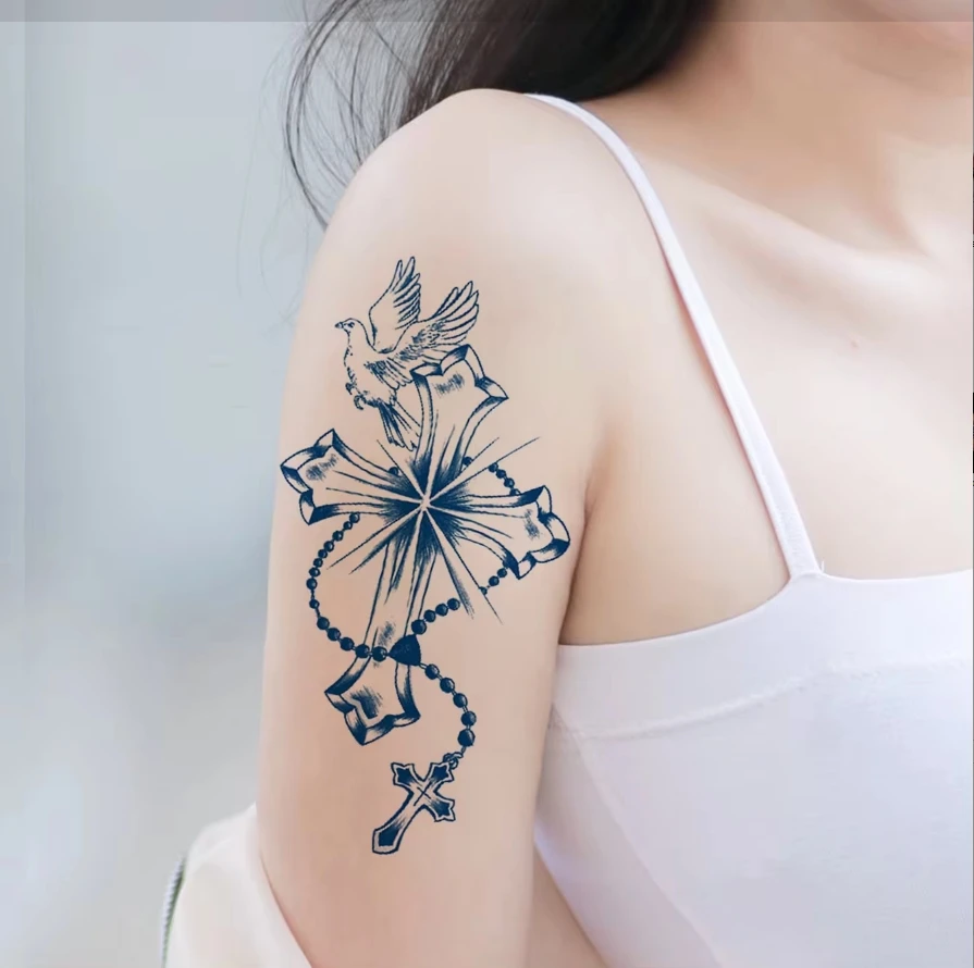 Waterproof Te1pc semporary Tattoo sticker semi-permanent long lasting  Compass arrow arm flash tatto fake tatoo for man women