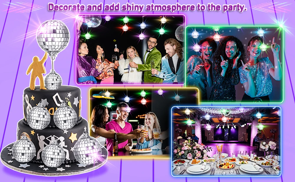 2-10cm Mirror Disco Ball 70s 80s Party Decors Reflective Ball Hanging Ornaments for Christmas Birthday Party Wedding Decorations