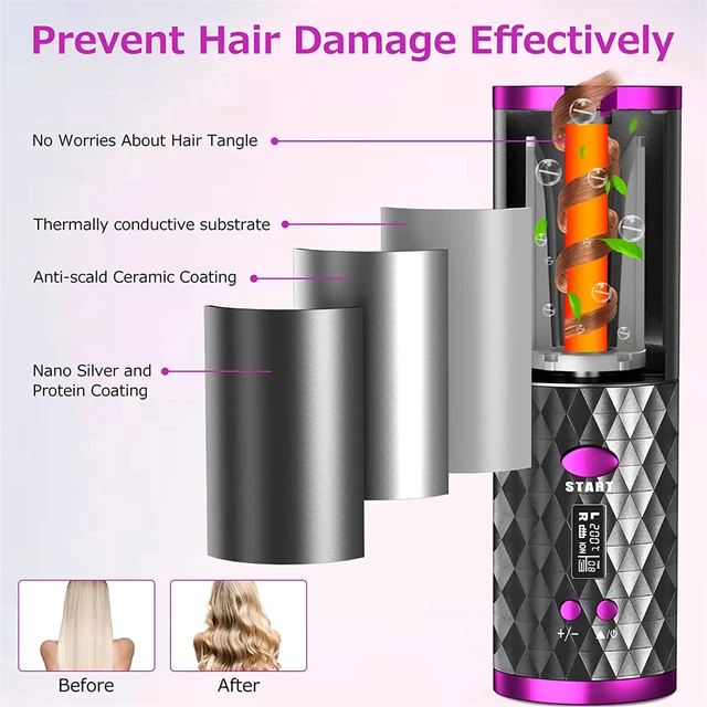 Onduleur électrique automatique pour cheveux, fer à friser en spirale,  appareil de coiffure professionnel rotatif - AliExpress