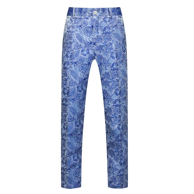 Men Pants Autumn Embroidery Suit Trousers Fashion Casual Blue Red White Green Big Size M-5XL 6XL