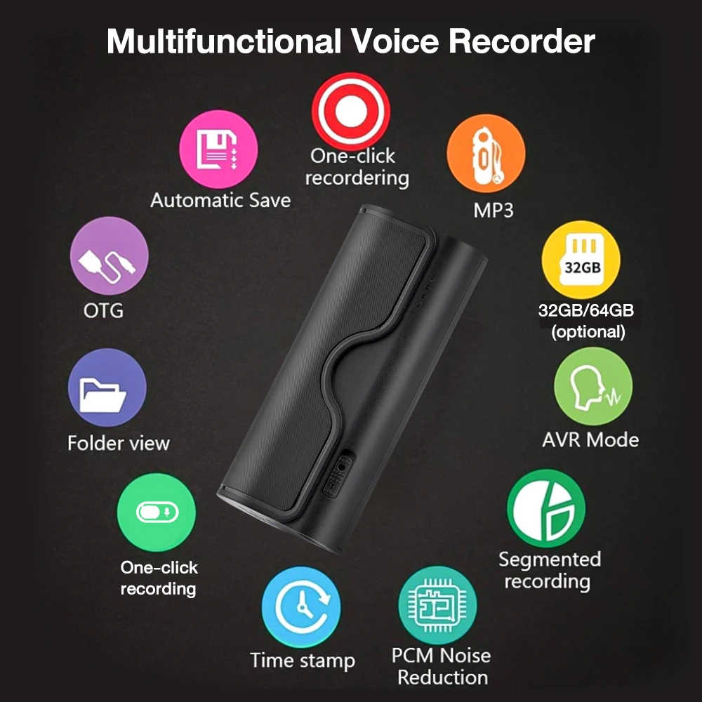 Digital Audio Voice Recorder Voice Activated Mini USB Pen 32GB 64GB Mp3 Player Recording For Lectures voice recorder