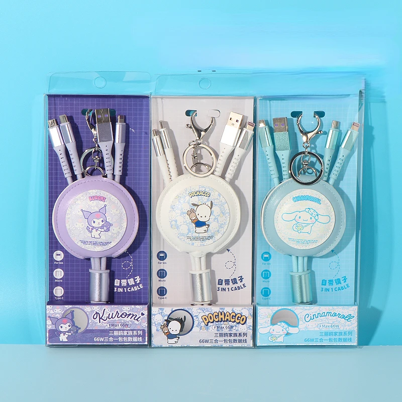 

Hellokittys Sanrio Minsio Cinnamoroll Type C Fast Charging Cable USB Cord for Huawei Xiaomi Kawaii Kuromi Cartoon Data Line Gift