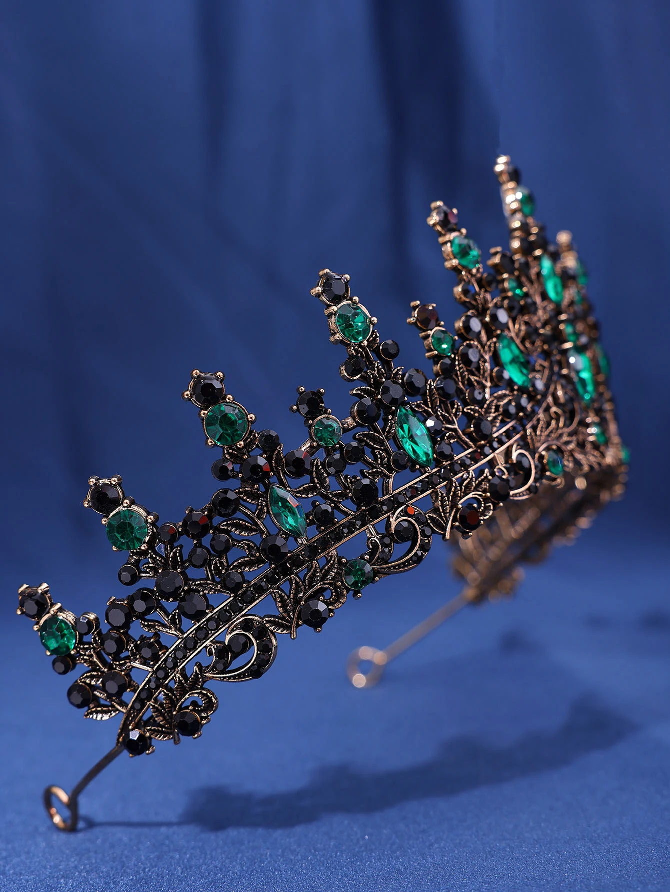 Luxuriöse mehrfarbige Kristall-Strass-Hochzeitskrone, barocke schwarze Tiaras, Prinzessin, Königin, Diadem, Haarschmuck für Frauen, Schmuck – Detail 22