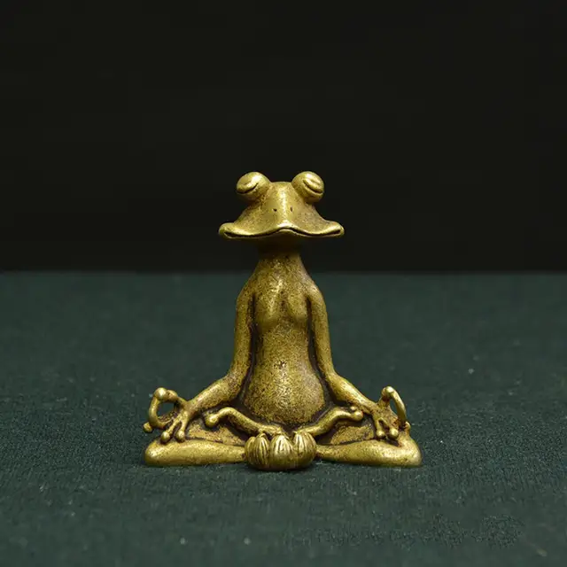 Qi Jóga Retro Sárgaréz Kis Figurák Meditáció Gyűjthető Szobor Összecsukható Kocsi Utazó Pótkocsi - Image 5