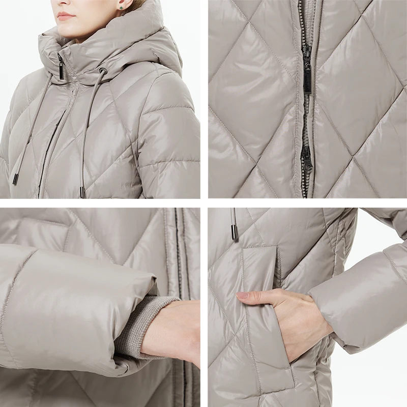 ICEbear 2023 Winter Ladies Diamond Quilted Jacket Lengthened Style Women Padded Parka Thickened Warm Cotton Coat  GWD22631D images - 6