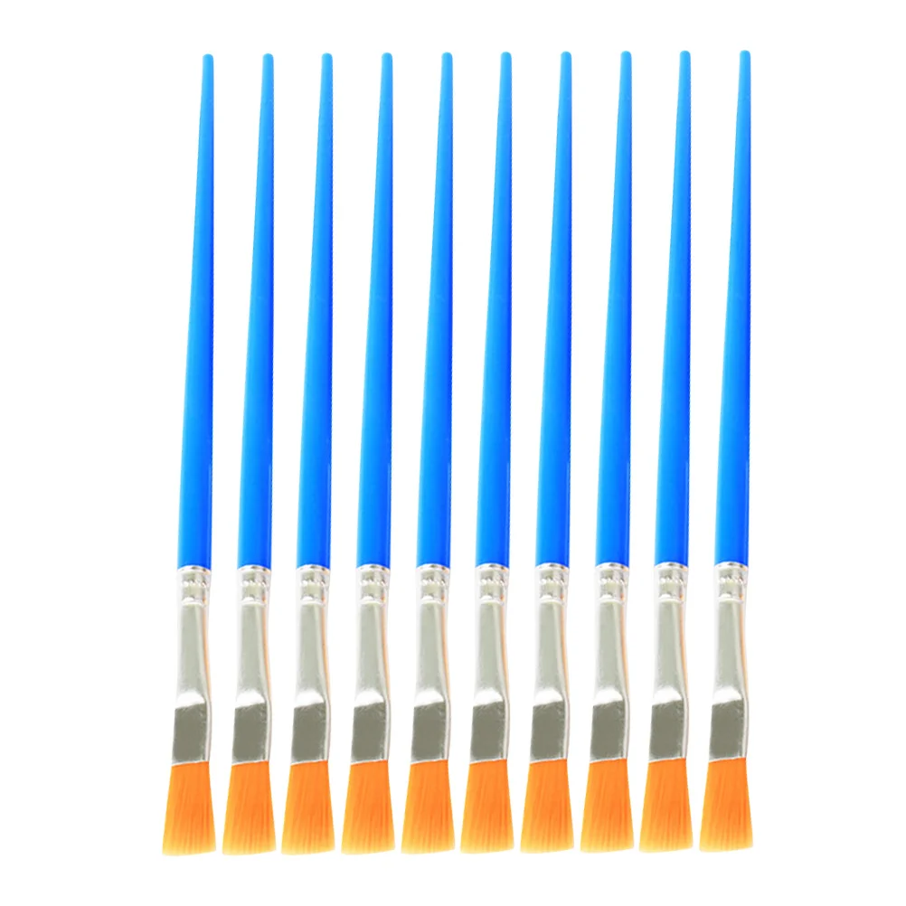 

50pcs Flat Brush Set Nylon Blue Handle for Watercolor Oil Painting Painting