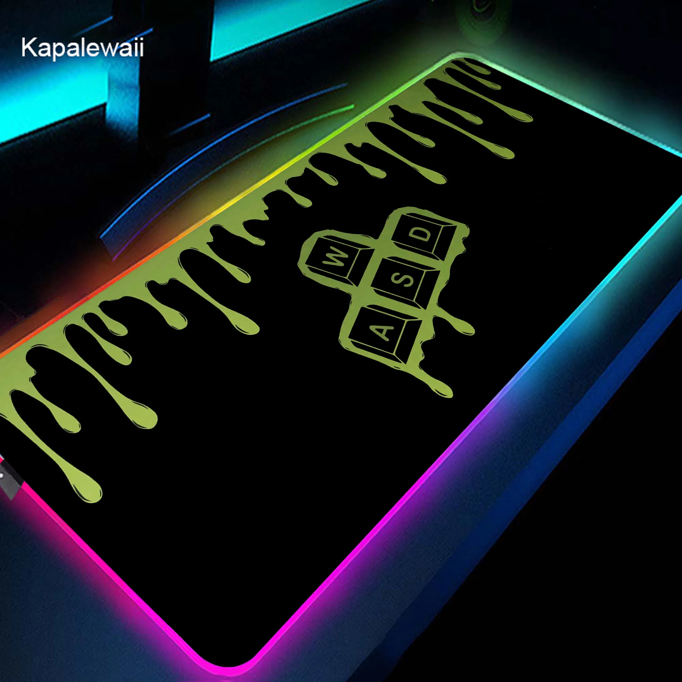 

RGB Keycaps Large Mouse Pad 90x40 Gamer Mousepad LED Backlit Gaming Keyboard Pads XXL Desktop Carpet Natural Rubber Mouse Mat