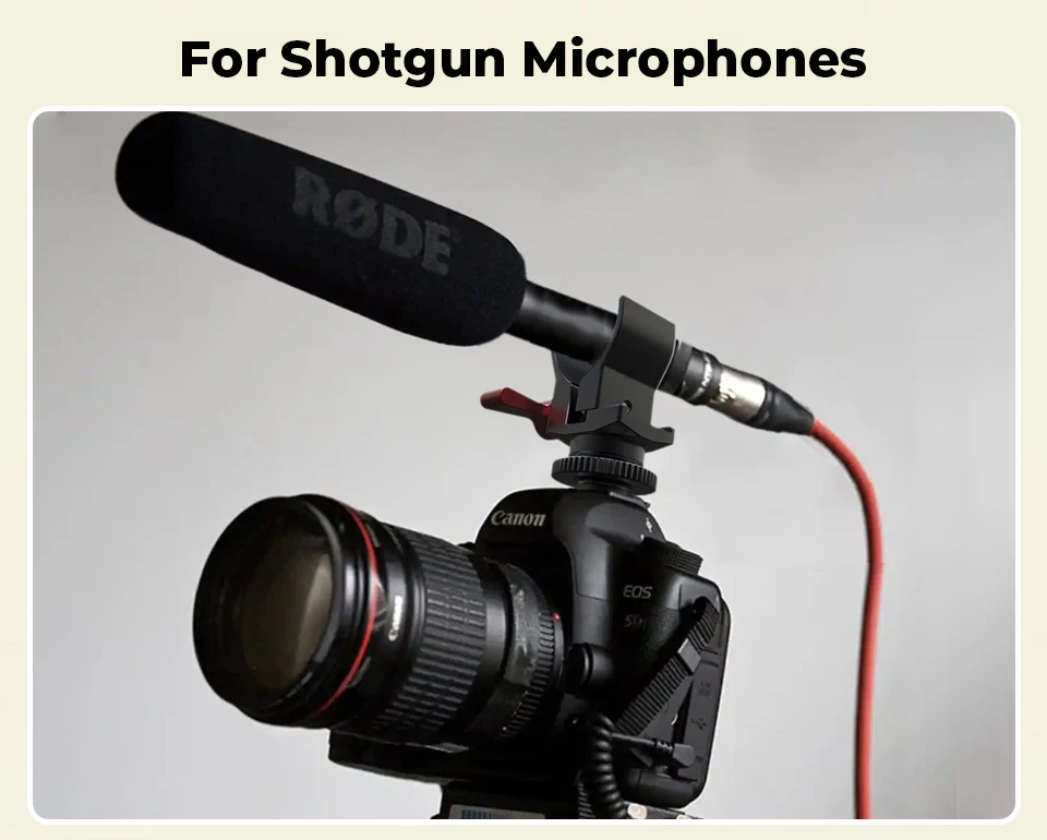 Microphone Clip Crab Clamp with Cold Shoe Mount 1/4"-20 Thread Holes For DSLR Ca