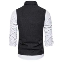#4825 Autumn Winter Men's Vests Double Breasted Suits Vests Slim Fit Plaid Men's Vests Sleeveless Jacket Office Vest Coat  2