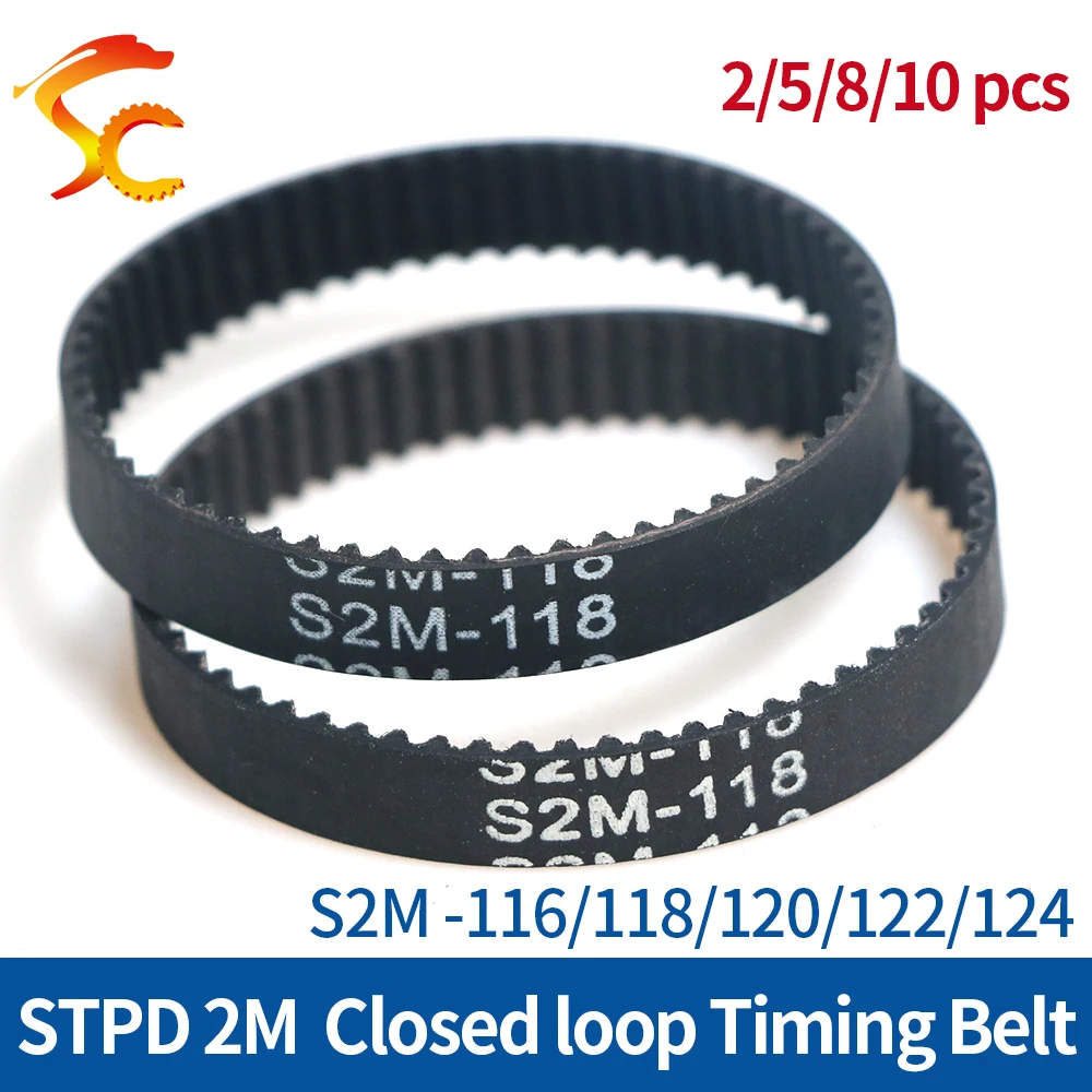 

ONEFIRE S2M Timing belt Pitch length 116/118/120/122/124mm Width 3/6/9/10mm STPD 2M Rubber Synchronous belt