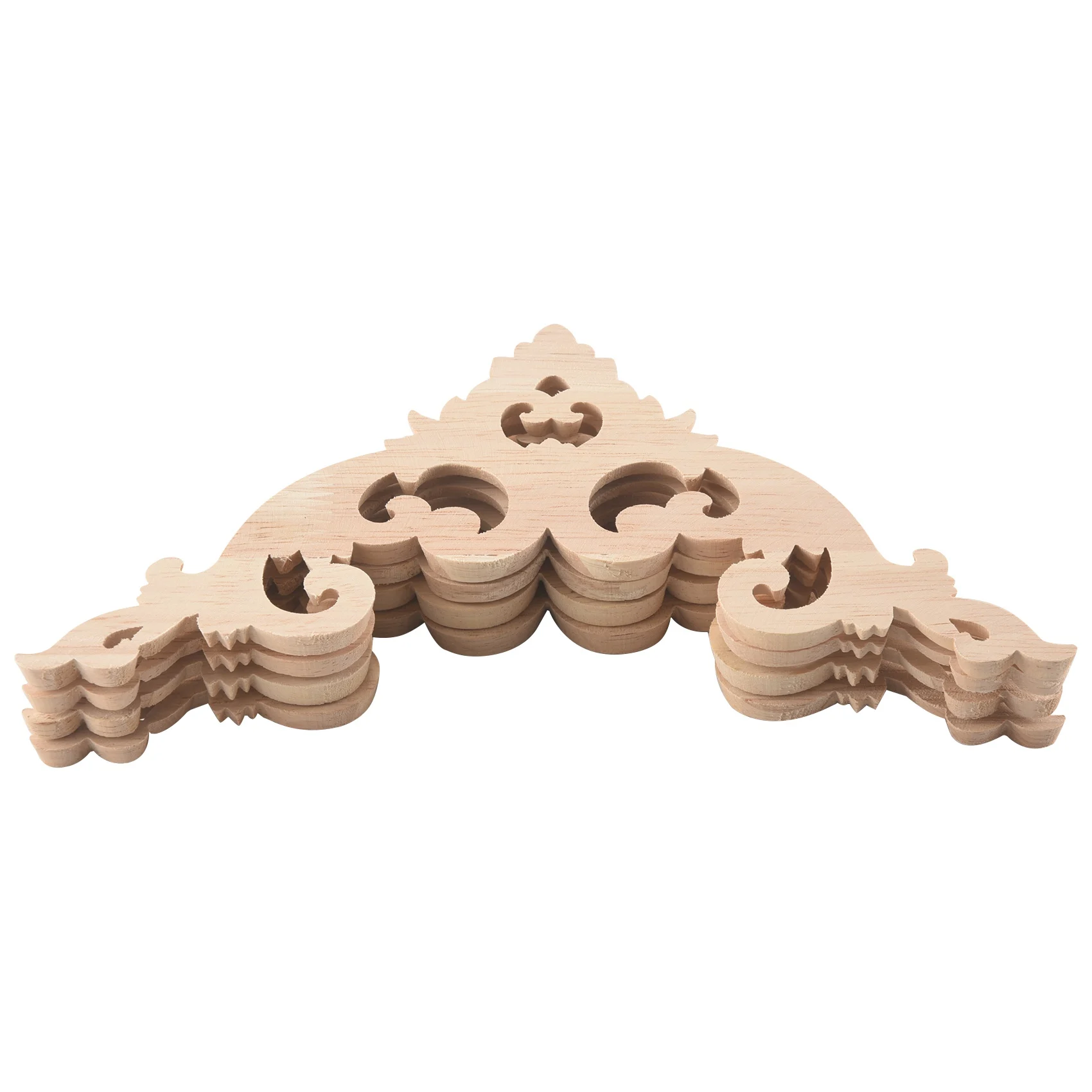 Applique in legno, 4 pezzi stile vintage in stile scolpito decalcomania, per la porta della casa armadio angolo non verniciato arredamento