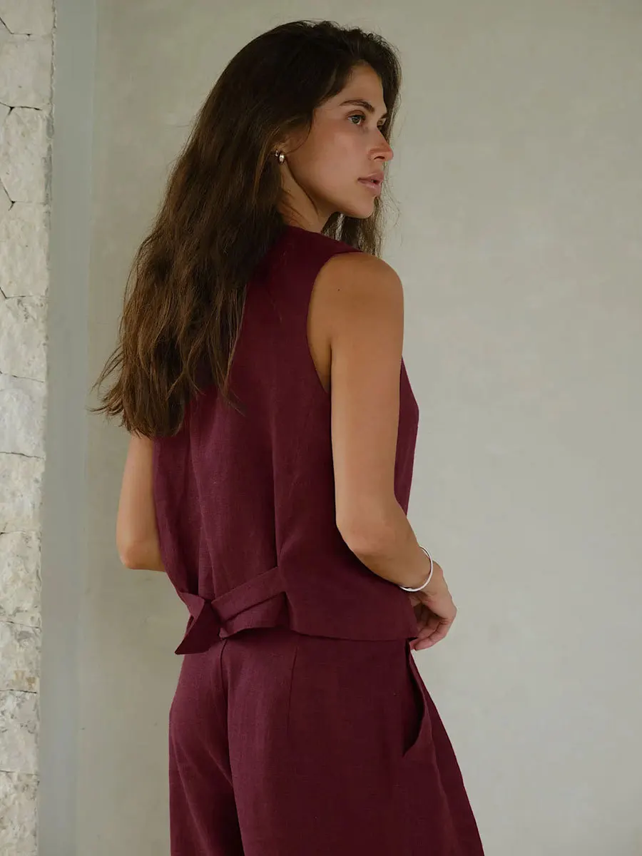 Chaleco informal ajustado para mujer, top de verano sin mangas de color liso, cárdigan de moda de un solo pecho, chaleco de mujer