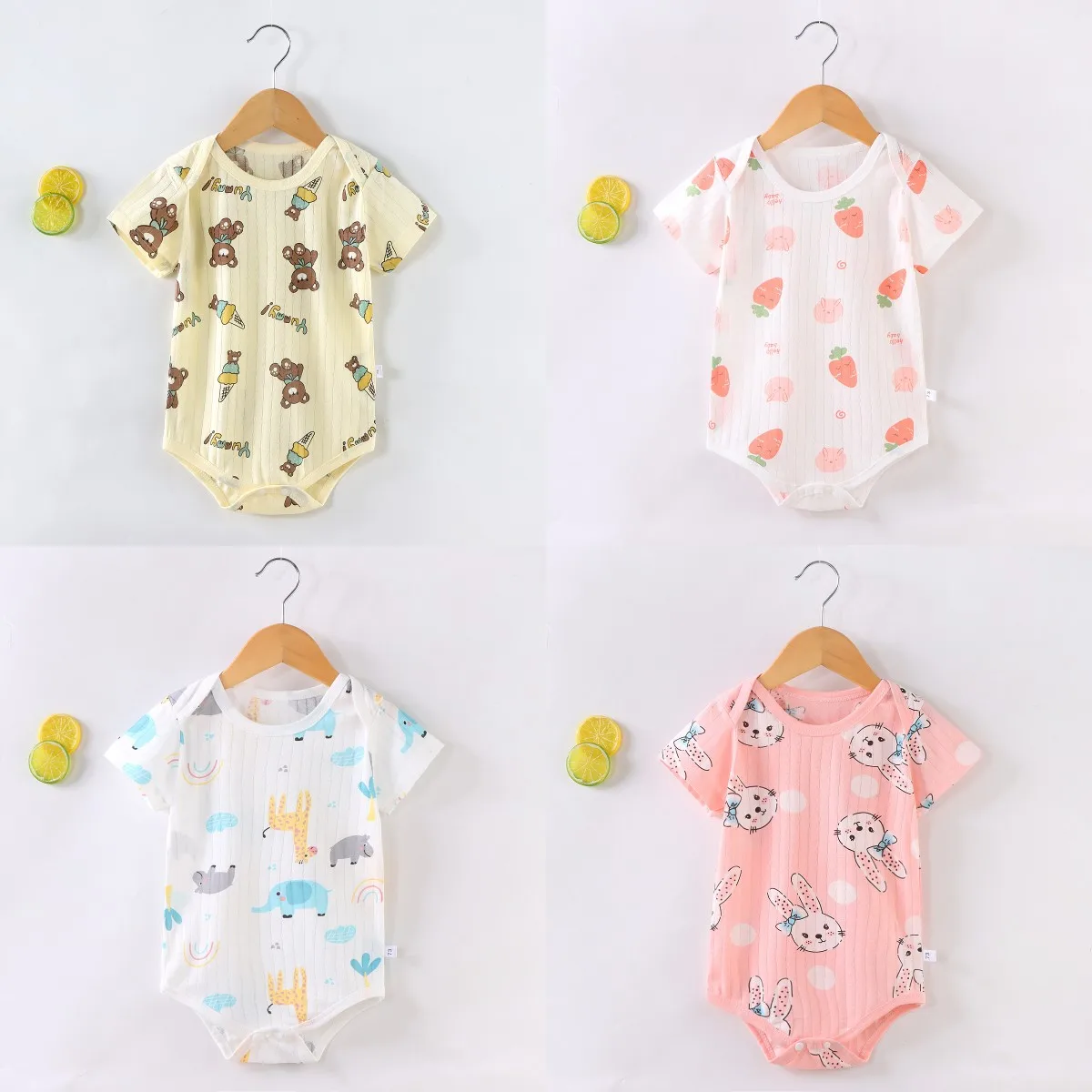 

2023 New Summer Baby Jacquard Jumpsuit Newborn Clothes Boys Girls Triangle Romper Baby Floral Climbing Clothes 0-2 Years Old