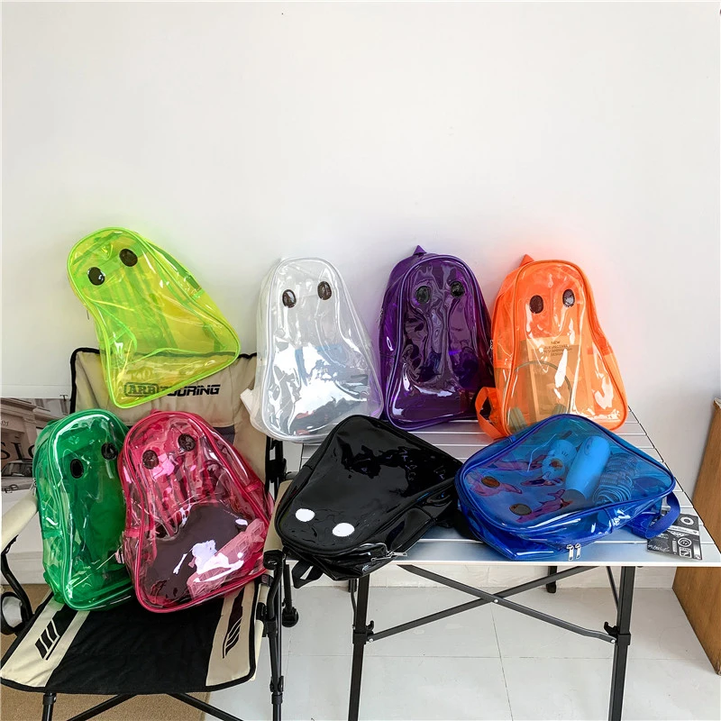 Mochila transparente de PVC para niños y niñas, bolsa de libros
