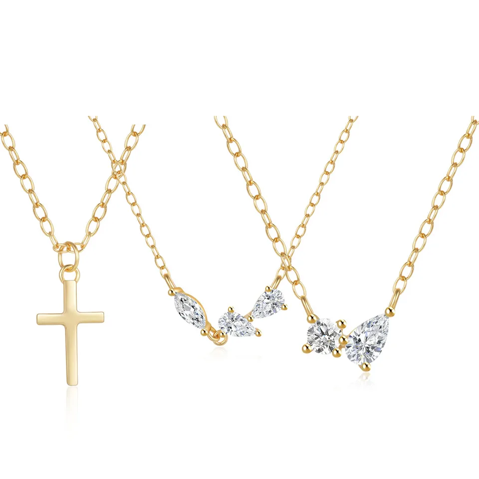 Collana con croce di cristallo Collana con ciondolo a goccia