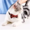 Pet Breakaway Cat Collar Bow Tie And Bell Cute Plaid Christmas Red Elastic Adjustable Dog Collar With Sash Small Bell For Cats 2
