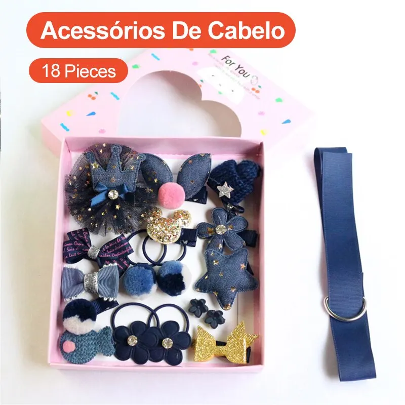 18PiecesSetChildrensHeadOrnamentsBarrettesSideClipGirlsHair