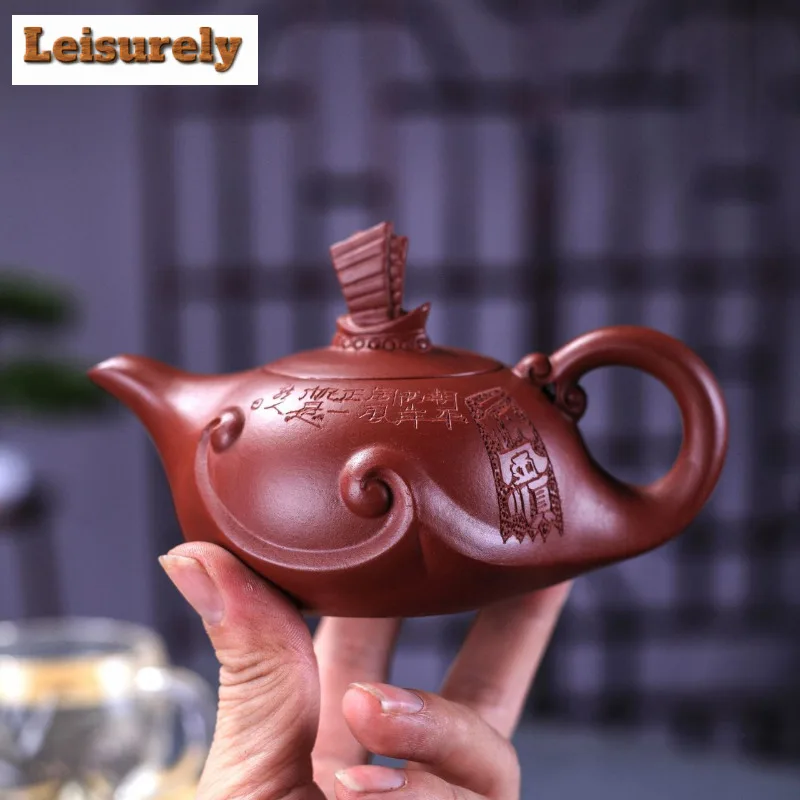 210ml Vintage Yixing Purple Clay Teapots Handmade Sailing Pot Raw Ore Dahongpao Mud Kettle With Infuser Zisha Tea Set Supplies