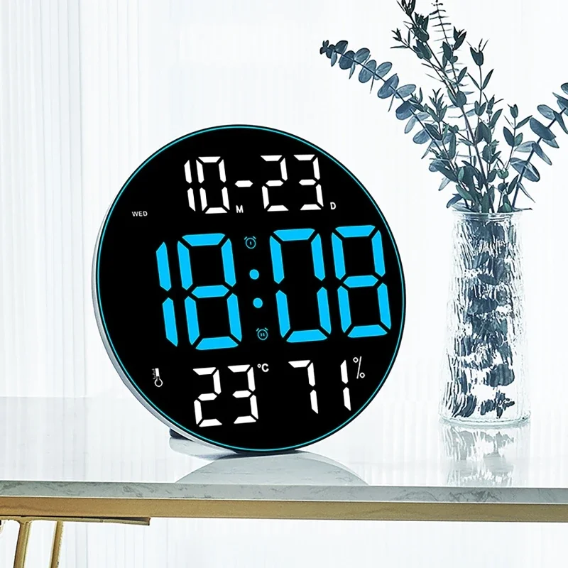 Orologio Da Parete Digitale LED 10 Pollici Con Telecomando – Doppia Sveglia, Temperatura, Data, Luminosità Regolabile E Conto Alla Rovescia - 3