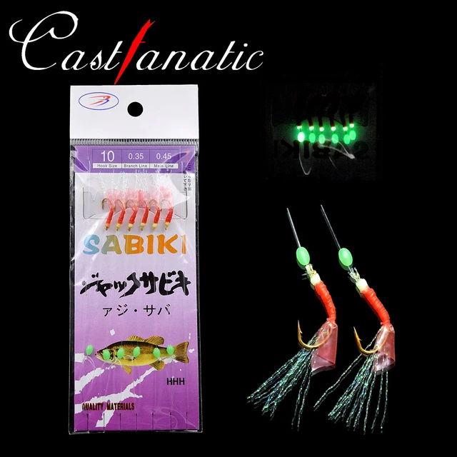 120PCS=20Packs Sea fishing live bait rigs Luminous Beads String hook Real  Fish Skin Mackerel Sea Saltwater Rig Fishing Lure - AliExpress