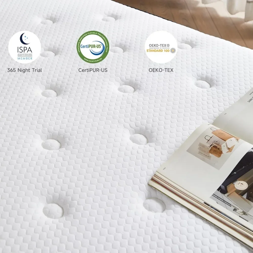 King Size Mattress - 12 inches Gel Memory Foam Hybrid Mattress in a Box, King Mattress with Pocket Springs, Medium Firm,Pressure 3