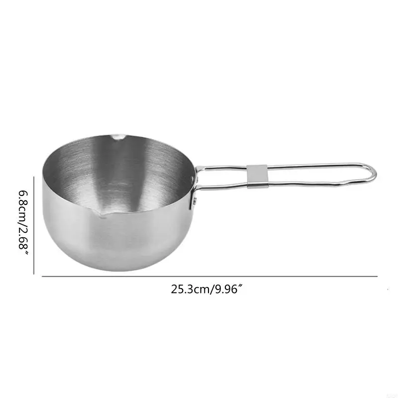 A52C Milk Pan with Two Side Spouts 25.3cm/10-inch Instant Pan Stainless Steel for Camping Outdoor Large Capacity