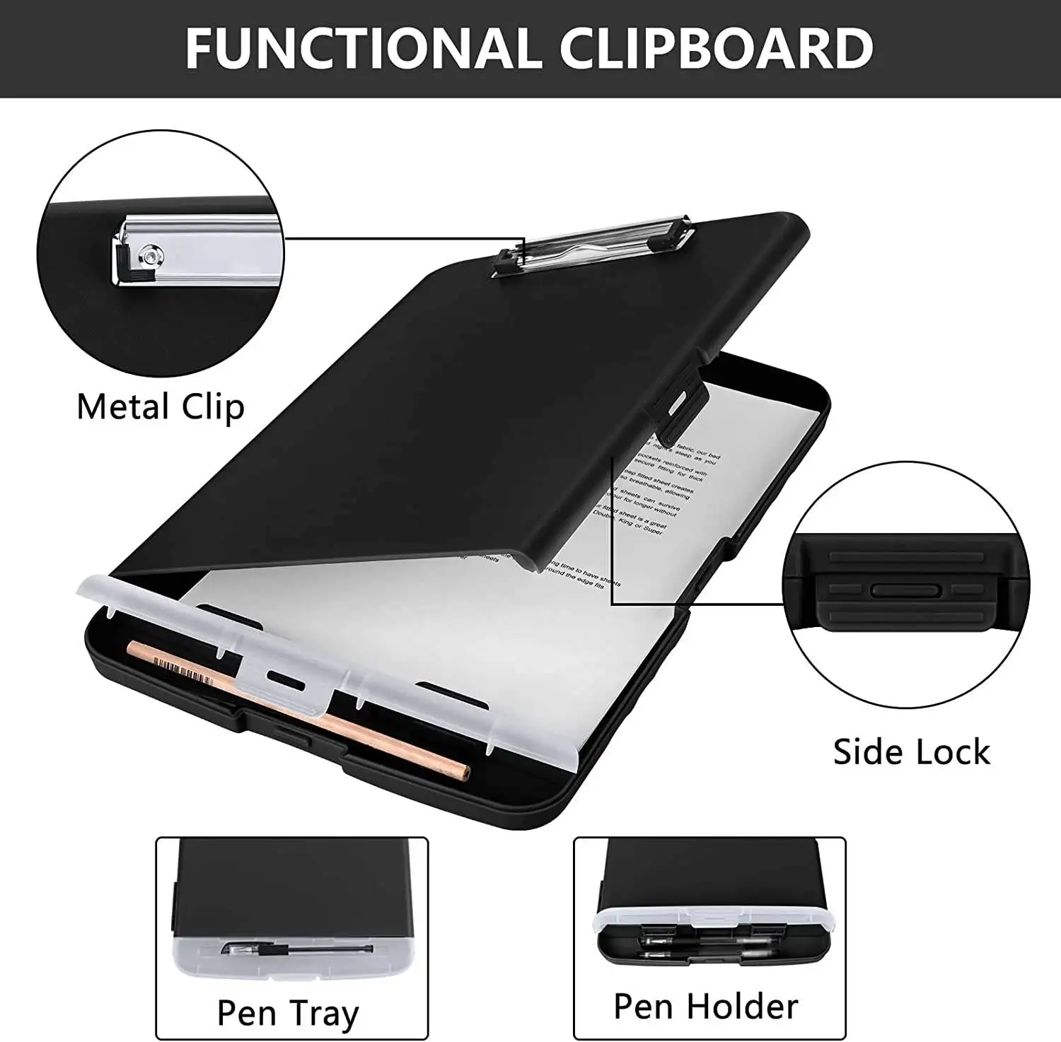 File box a4 pen slot student writing board paper file storage file box plastic information writing board clip stationery storage box