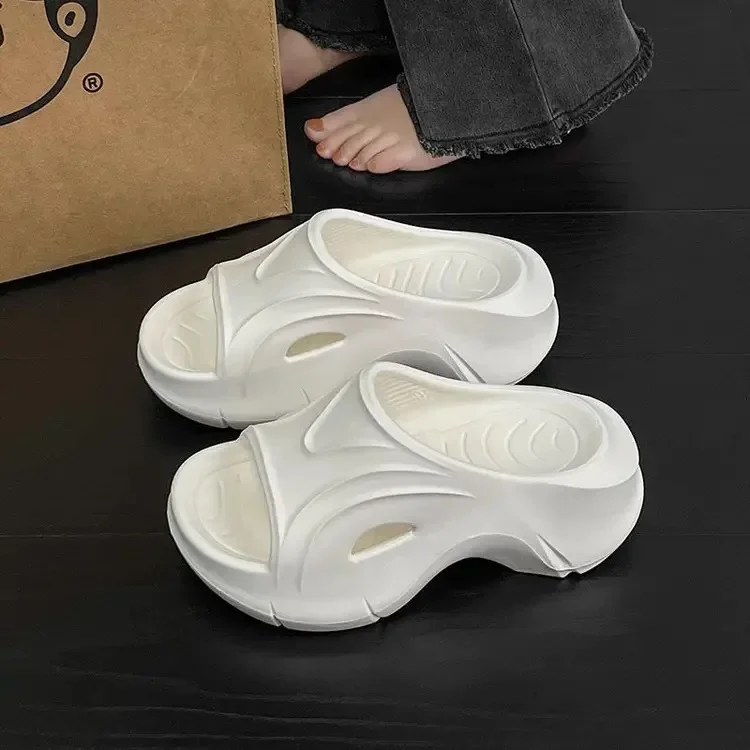 2024 Anti-slip Women's Summer Slippers Outer Wear New Style Step-in Feeling Increased High 7cm Beach Casual Thick Bottomed Shoes 4