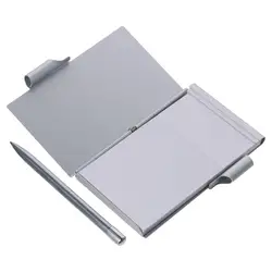 Sleek Aluminum Pocket Notebook with Pen and Refillable Pages (Silver)