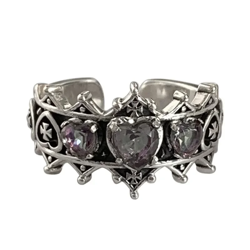 Wedding Rings Finger Rings Engagement Rings Fashion Ring Cross Rings Punk Rings Punk Anillos Mujer Vintage Gothic Love Heart Cross Rings For Women Girls Bridal Wedding