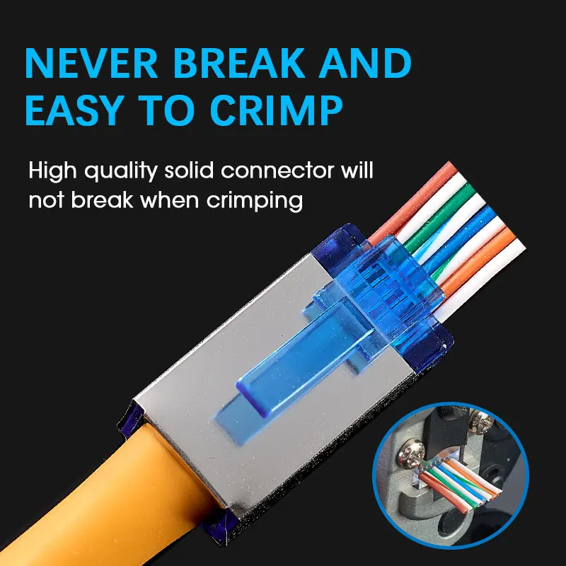 Zoerax Rj45 Cat6 Passar Através de Conectores Cores Sortidas ez para Frisar Stp Plug Modular para Cabo de Rede Stp Sólido ou Encalhado - Imagem 4