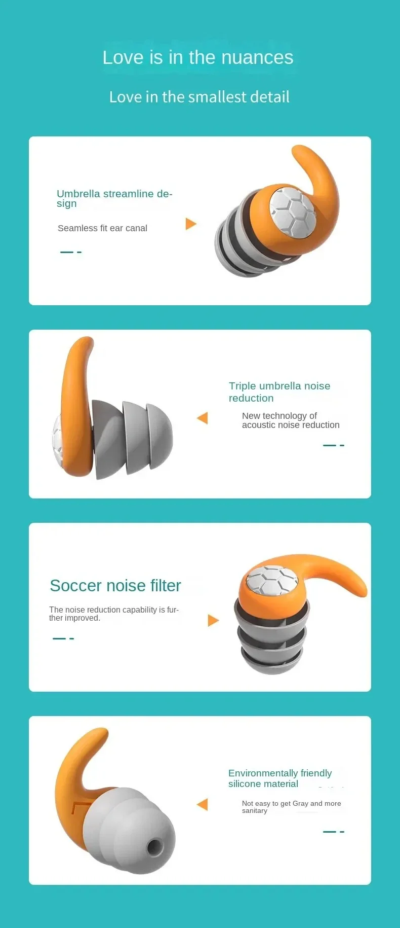 1 Paar Silikon Geräusch unterdrückung Ohr stöpsel Lärm Filter Schlaf Schwimmen Wasserdicht Drei Schicht Stumm Weich Komfortable Fit Ohr stöpsel – Detail 9