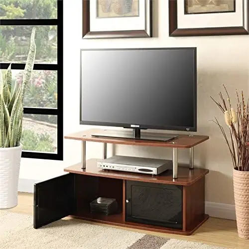 Designs2Go TV Stand with 2 Cabinets, Cherry