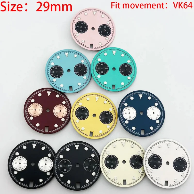 High-Quality Daytona 29mm Watch Dial with C3 Luminous Finish for Quartz Movement Assembly