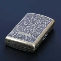 Bronze Vintage Floral Automatic Cigarette Case - Metal Retro Smoking Accessory (B)
