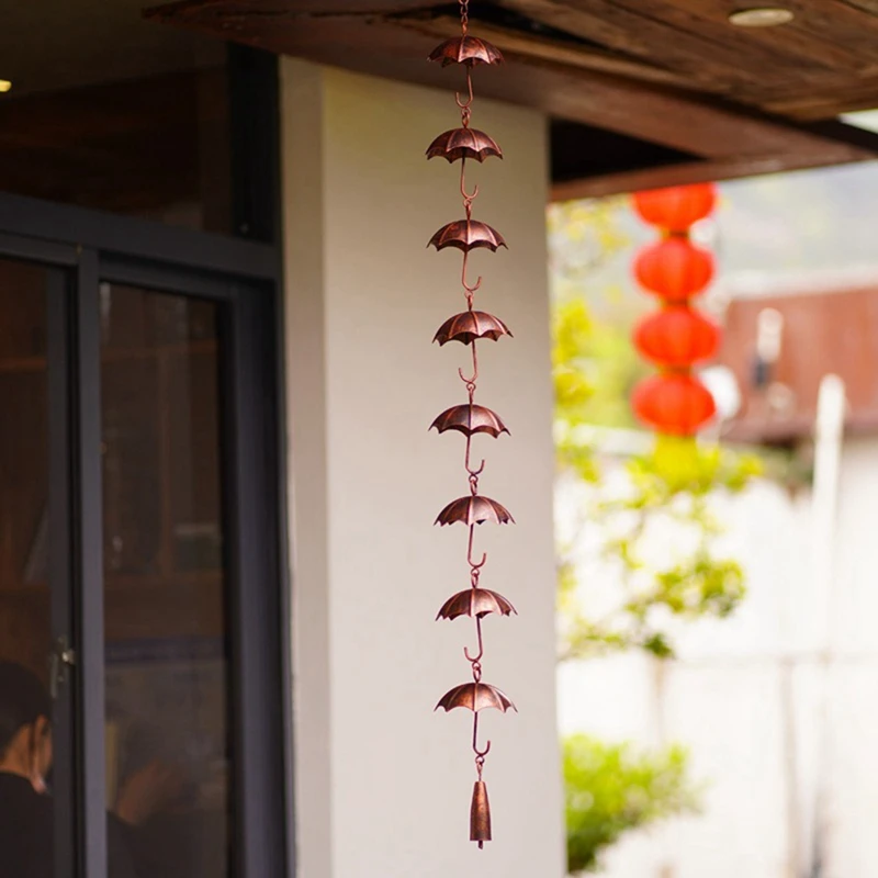 Rain Chains Metal Rain Chain Decorative Umbrella Chain Bell Decor For Home,Replacement For Gutter Downspouts