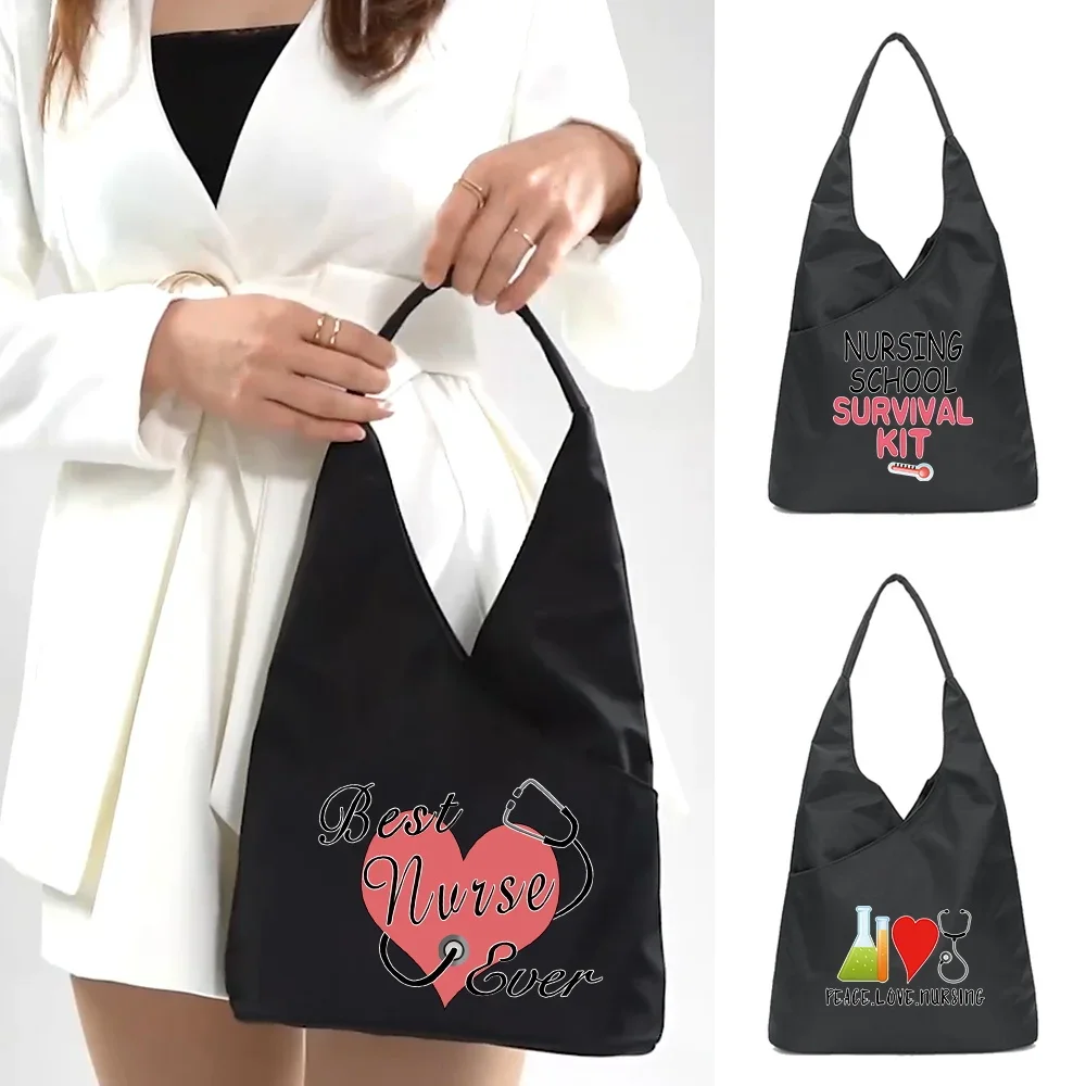 

Shopping Bag Portable Foldable Shoulder Packet Travel Casual Version Underarm Bags Nurse Print Handbag 2023 New Women Organizer