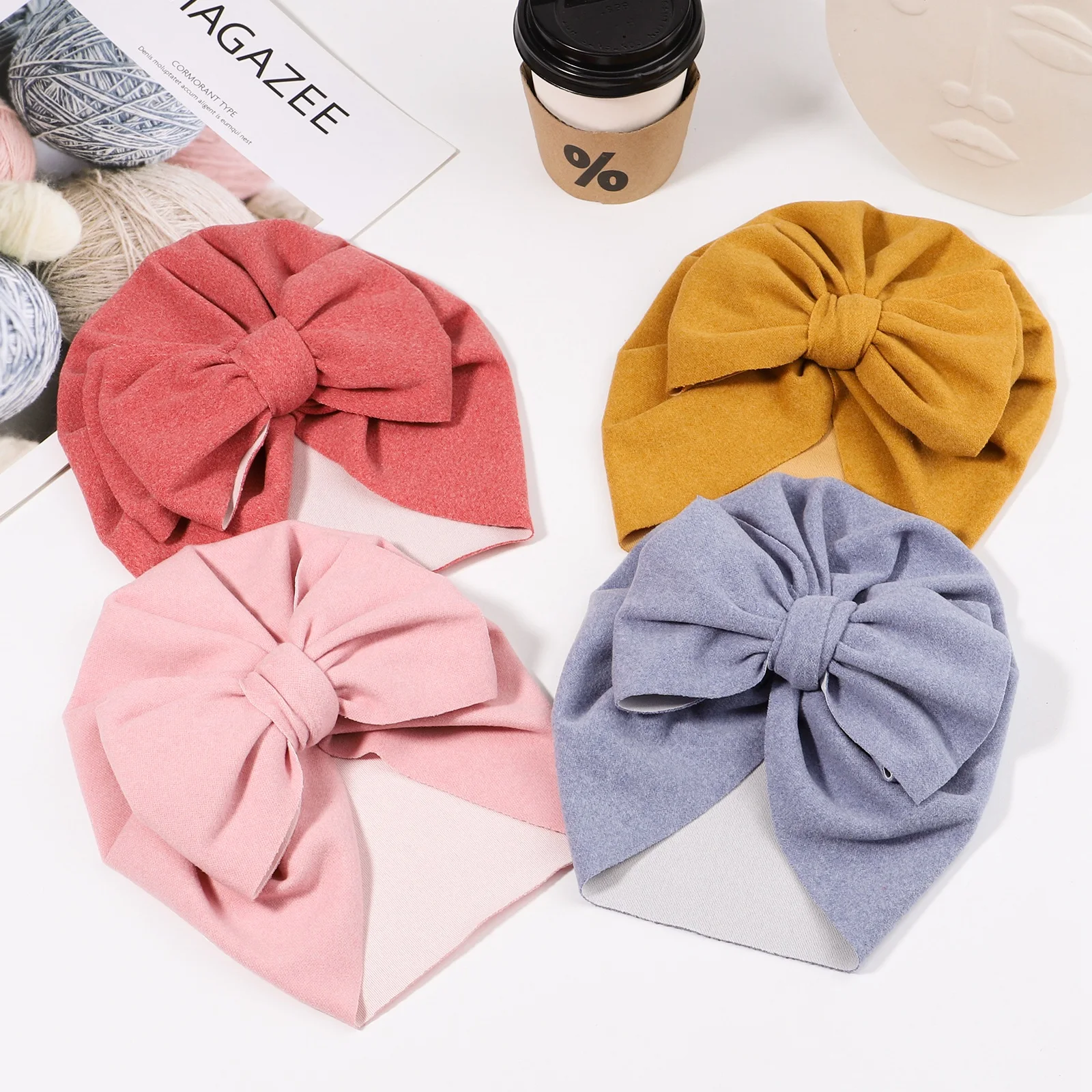 모조 알파카 솜털 나비 매듭  모자,  터번, 용 부드러운 비니 머리띠,  액세서리, 1PC