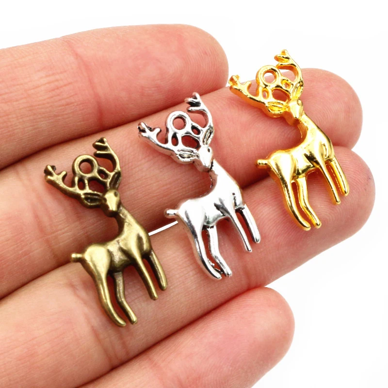 15 stücke Charms Weihnachten Deer Sika 27x18mm Antike Bronze Silber Farbe Anhänger, Die DIY Handgemachten Tibetischen Silber farbe Schmuck