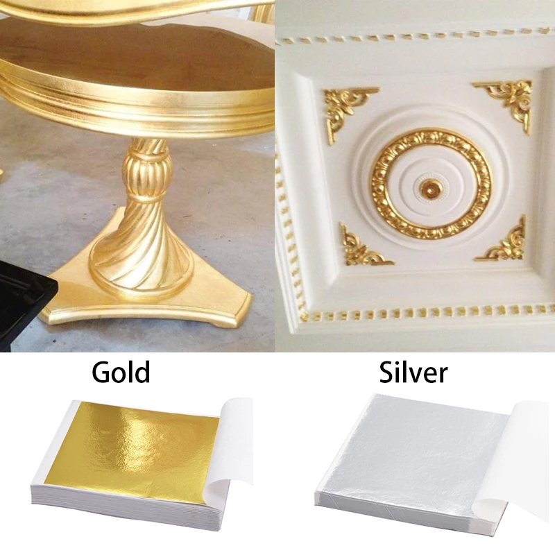 5/100Sheets Imitation Gold Silver Foil Papers Gilding Diy Art Craft Paper Resin Candle Plaster Nail Art Jewelry Making Filling