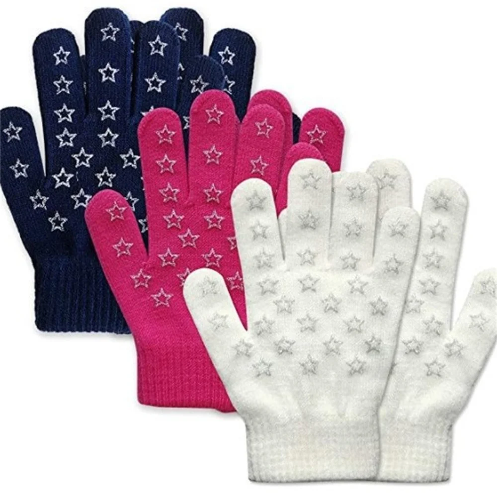 1 Pair Glove Children Magic Glove Girl Boy Kid Stretchy Knitted Winter Warm Full Finger Gloves Children's Figure Skating Gloves