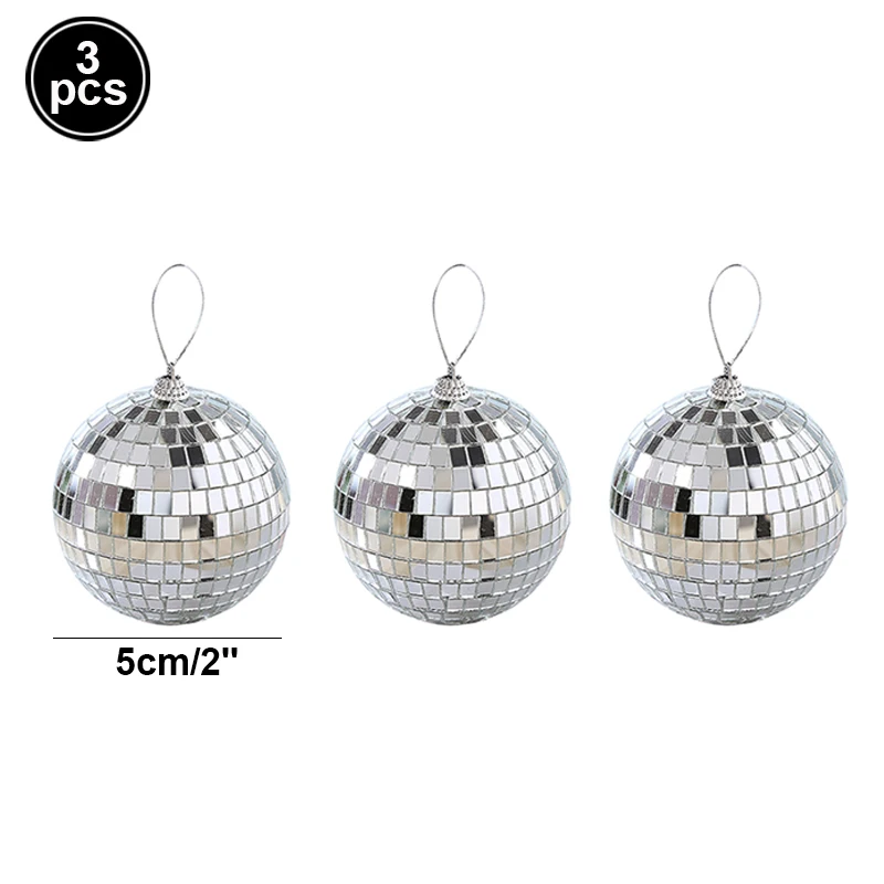 thumbnail image 1 of Bola de discoteca de espejo de 2 a 10 cm, decoración de fiesta de los años 70, adornos colgantes reflectantes para decoración de tartas de cumpleaños, suministros para bodas, 1 of 5