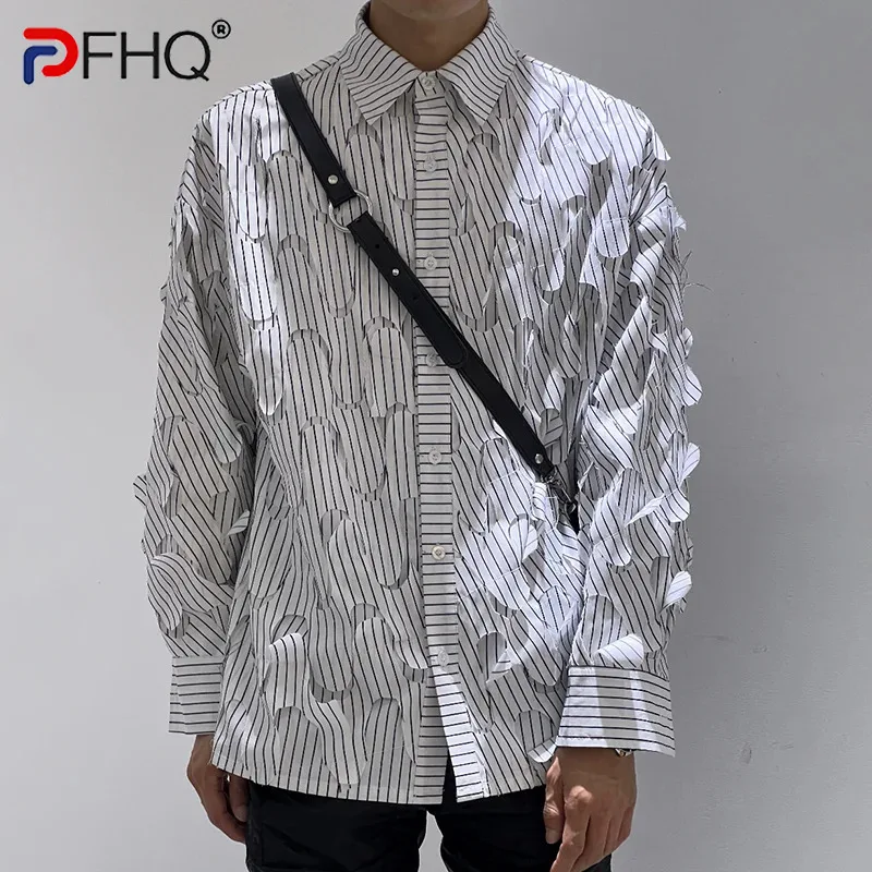 

PFHQ Autumn Striped Long Sleeved Shirts Men's Loose Niche Handsome Silhouette Breathable Versatile Leisure Original Tops 21Z2106