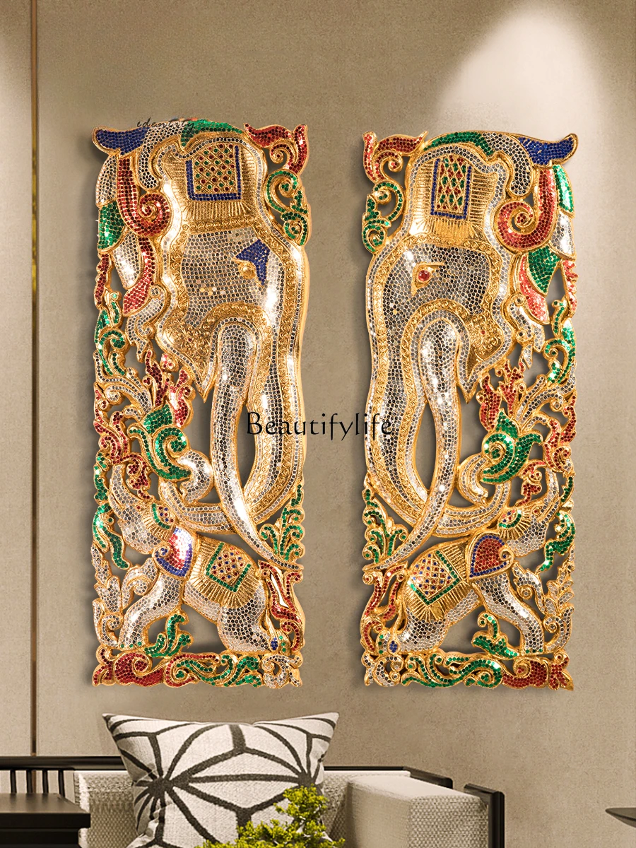 

Wood Carving Wall Decorations Background Wall Pendant Southeast Asian Style Hallway Decorations